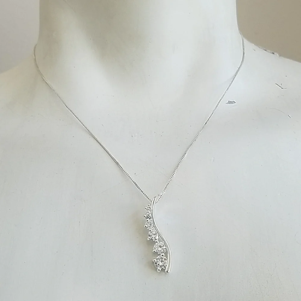 Sterling Silver & CZ Stones Necklace